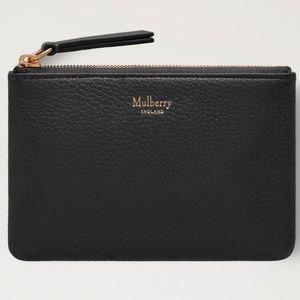 Mulberry Small Zip Coin Pouch in Black Classic Grain Leather - MSRP $205 - NWOT